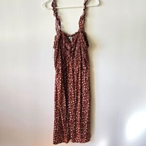 Dark Orange Floral Sun Dress